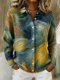 Women's Vintage Geometry Gradient Pattern Print Cowl Neck Sweater