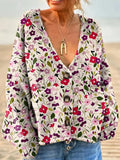 Women's Floral Pattern Art Print Casual Pullover Sweater