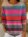 Women's Geometric Pattern Art Print Casual Pullover Sweater