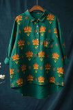 Women's Vintage Floral Print Casual Cotton And Linen Shirt