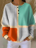 Women's Geometric Pattern Art Print Casual Cotton Waffle Sweatshirt