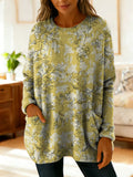 Women's Elegant Floral Decorative Patterns Casual Round Collar Long Sleeve Sweater