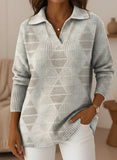 Women's Diamond Pattern V-neck Sweater