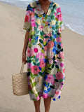 Colorful Spring Floral Garden Printed Women's Flowy Dress