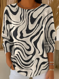Women's Abstract Stripes Casual Pullover Sweater