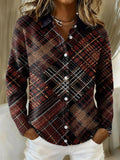 Classic vintage check pattern Casual Shirt Collar Sweater