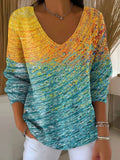 Women's Autumn Gradient Striped Casual Pullover Sweater