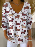 Women's Lovely Dogs Art Print Casual Pullover Sweater