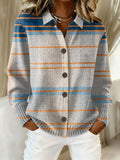 Women's Vintage Abstract Geometric Art Print Casual Cardigan Sweater