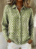 Women's Vintage Geometry Pattern Print Cowl Neck Sweater