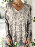 Women's Spotted Pattern Art Print V-neck Casual Cotton T-shirt