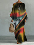Gradient Lightwave Decorative Pattern Linen Cotton Top And Wide-leg Pants Two-piece Set