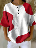 Women's Abstract Pattern Art Print Casual Waffle Cotton Shirt