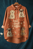 Women's Cute Dog Print Casual Cotton And Linen Shirt