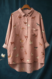 Women's Cute Dog Print Casual Cotton And Linen Shirt