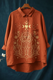 Women's Cute Dog Print Casual Cotton And Linen Shirt