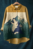 Women's Cute Dog Print Casual Cotton And Linen Shirt