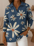 Women's Retro Small Flowers V-neck Sweater