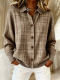 Women's Vintage Plaid Art Print Cowl Neck Sweater