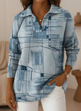 Women's Abstract Art Lines V-neck Sweater