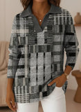 Women's Retro Art Geometry V-neck Sweater