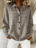 Women's Vintage Abstract Geometric Art Print Casual Cardigan Sweater
