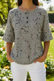 Women's Classic Houndstooth Art Pattern Print Casual Waffle Cotton Shirt RSHW3310