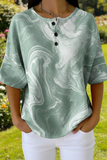 Womens Abstract Marble Art Pattern Print Casual Waffle Cotton Shirt RSHW3312