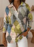 Women's Abstract Art V-neck Sweater