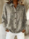 Women's Vintage Abstract Geometric Art Print Casual Cardigan Sweater