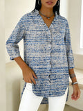 Colorful Polka Dot Decorative Pattern Women's Casual V Collar 3/4 Sleeve Shirt
