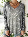 Women's Spotted Pattern Art Print V-neck Casual Cotton T-shirt