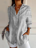 Women's Retro Minimalist Abstract Art Print Casual Cotton Shirt