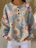 Women's Flowers Pattern Art Print Casual Waffle Sweatshirt